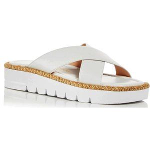 $300 STUART WEITZMAN Roza Lift Slide Sandal ESPADRILLE CRISS WHITE 8.5 (ME7)